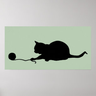 Silhouette der Katze im Spiel Poster