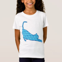 Silhouette der Katze in einem blauen Lotus-Muster