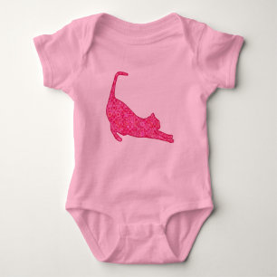Silhouette der Katzen in Fuchsia Pink Batik Baby Strampler