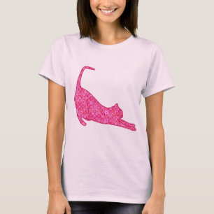 Silhouette der Katzen in Fuchsia Pink Batik T-Shirt