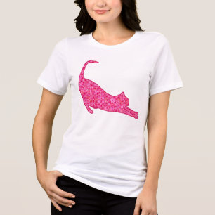 Silhouette der Katzen in Fuchsia Pink Batik Tri-Blend Shirt