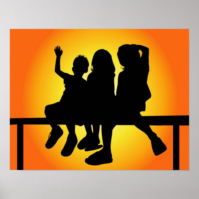 Silhouette der Kinder Poster (Vorne)
