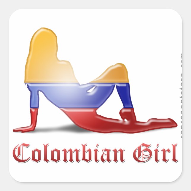 Silhouette der kolumbianischen Girl Quadratischer Aufkleber (Vorderseite)
