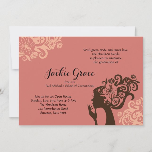 Silhouette der Kosmetologie Abschluss Einladung (Vorderseite)