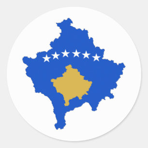 Silhouette der Kosovo-Landesflagge Runder Aufkleber