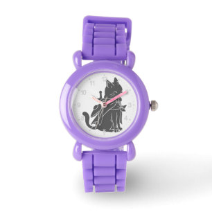 Silhouette der Kriegerkatze - Wählen Sie die Hinte Armbanduhr