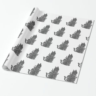 Silhouette der Kriegerkatze - Wählen Sie die Hinte Geschenkpapier