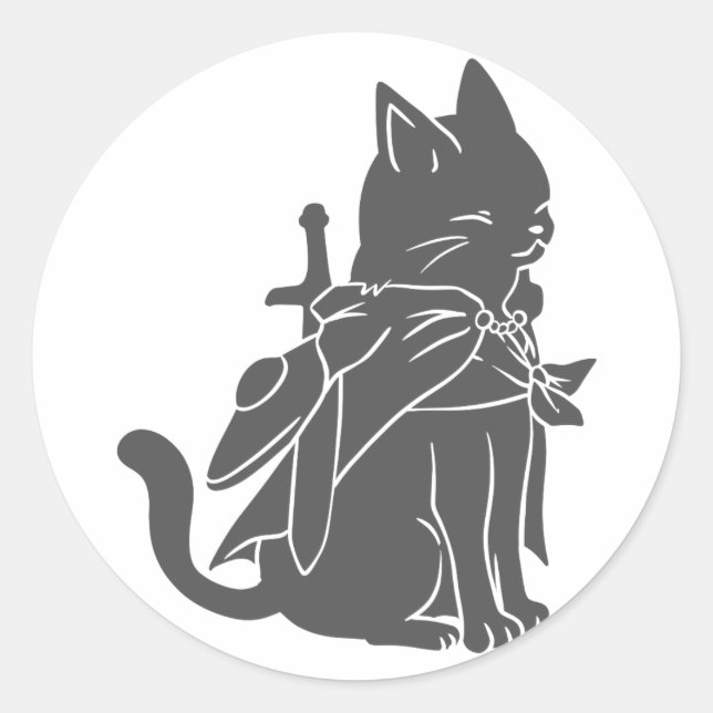 Silhouette der Kriegerkatze - Wählen Sie die Hinte Runder Aufkleber (Vorderseite)