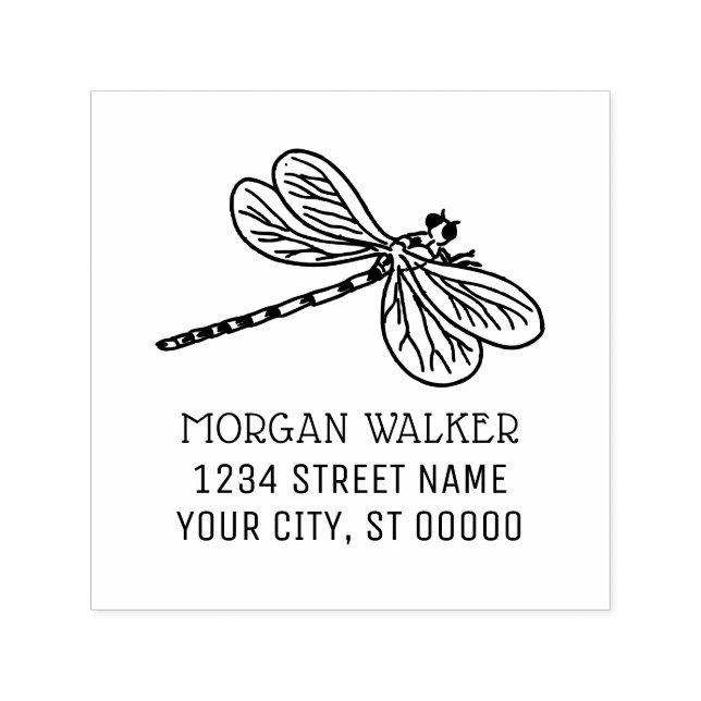 Silhouette der Libelle #3 Insektenname Anschrift Permastempel (Design)