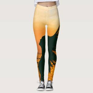 Silhouette der Mädchen, Sonnenuntergang auf dem Me Leggings