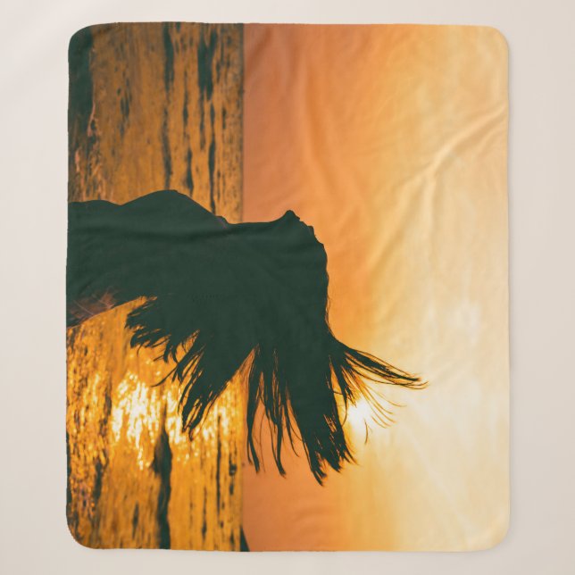 Silhouette der Mädchen, Sonnenuntergang auf dem Me Sherpadecke (Vorderseite)