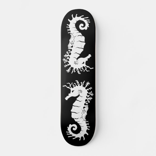 Silhouette der Meereskreatur - Seepferde Skateboard (Vorderseite)