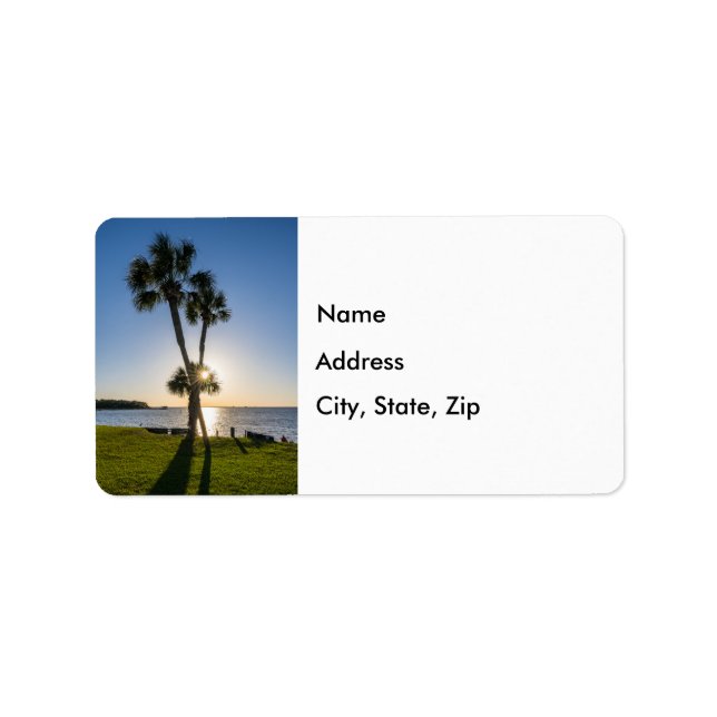 Silhouette der Palm Tree-Schere Adressaufkleber (Vorne)