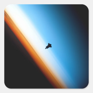 Silhouette der Raum-Shuttle-Bemühung Quadratischer Aufkleber