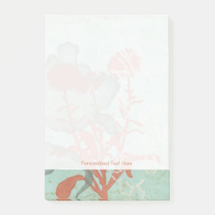 Silhouette der Roten Blume im Aquamarinen Hintergr Post-it Klebezettel