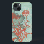 Silhouette der Roten Blume über den Aquamarinen Hi iPhone 13 Hülle<br><div class="desc">Drei rote Blume kontrastieren mit einem aquamarinen Hintergrund in diesem Gemälde von Megan Meagher. Eine Silhouette einer anderen Blume lehnt sich vom verlassen Druck ab. Ein einfaches Stück mit viel Geschick. Das wäre ein nettes Geschenk für einen Freund oder Liebhaber,  der Kunst genießt!</div>