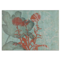 Silhouette der Roten Blume über den Aquamarinen Hi