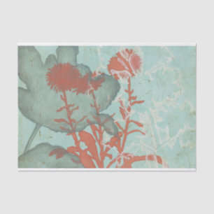 Silhouette der Roten Blume über den Aquamarinen Hi Seidenpapier