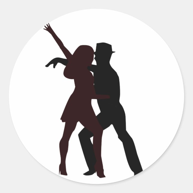 Silhouette der Salsa Tänzer Runder Aufkleber (Vorderseite)
