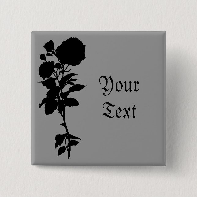 Silhouette der schwarzen Rose Button (Vorderseite)