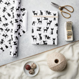 Silhouette der Schwarzen und Weißen Katze Geschenkpapier