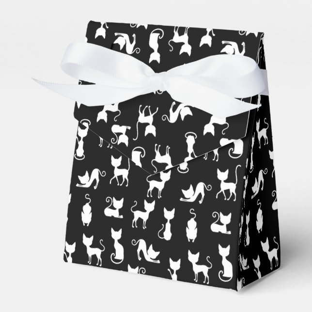 Silhouette der Schwarzen und Weißen Katze Geschenkschachtel (Vorderseite)