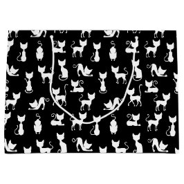 Silhouette der Schwarzen und Weißen Katze Große Geschenktüte