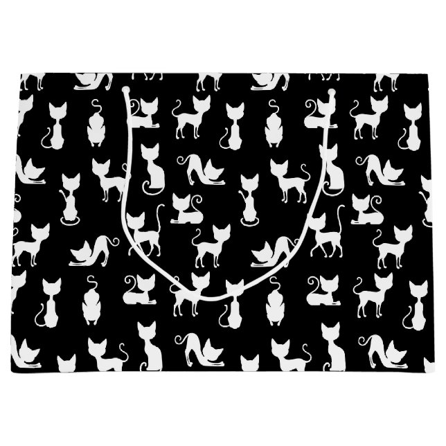 Silhouette der Schwarzen und Weißen Katze Große Geschenktüte (Vorderseite)