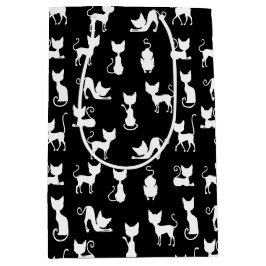 Silhouette der Schwarzen und Weißen Katze Mittlere Geschenktüte