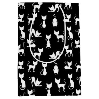 Silhouette der Schwarzen und Weißen Katze Mittlere Geschenktüte