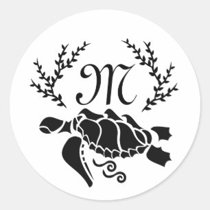 Silhouette der Schwarzmeerschildkröte Runder Aufkleber
