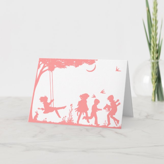 Silhouette der spielenden Kinder Karte (Vorderseite)