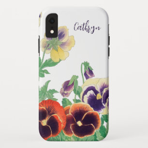 Silhouette der Stiefmütterchen mit Blumenmuster: V Case-Mate iPhone Hülle