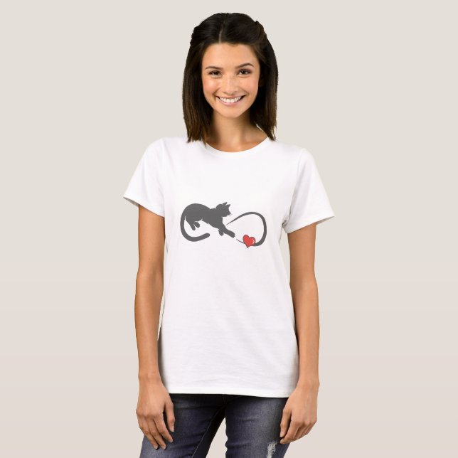 Silhouette der unendlichen Herzkratze - Rückenfarb T-Shirt (Vorne ganz)