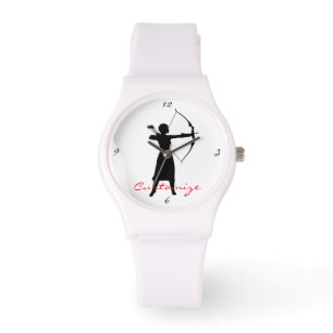 Silhouette der weiblichen Bogenschütze Thunder_Co Armbanduhr