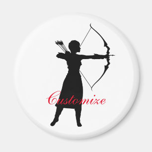 Silhouette der weiblichen Bogenschütze Thunder_Co Magnet