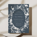 Silhouette der Weißen Wildblume Hochzeit von Navy  Einladung<br><div class="desc">Diese elegante Hochzeitseinladung zeigt die Silhouette der Wildblumen als ovaler Rahmen mit zusätzlichem Text auf der Rückseite. Für eine weiter gehende Anpassung dieses Designs klicken Sie bitte auf den BUTTON BLAU DESIGN TOOL oben! Matching-Elemente sind ebenfalls verfügbar.</div>
