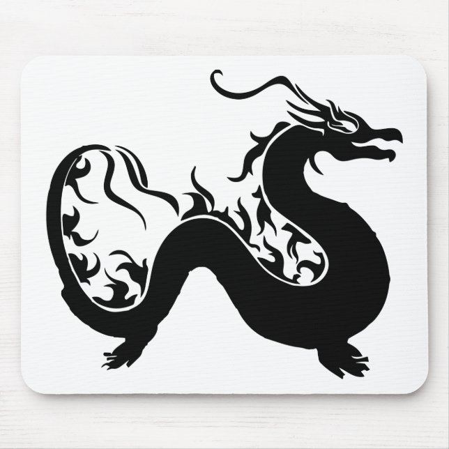 Silhouette des asiatischen Drachen Mousepad (Vorne)