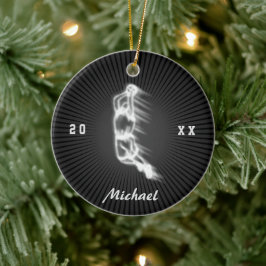 Silhouette des Basketballspielers Jahr Keramik Ornament