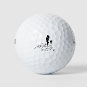 Silhouette des Braut- und Hochzeitskonzepts Golfball