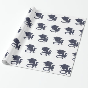 Silhouette des Drachen - Hintergrundfarbe auswähl Geschenkpapier