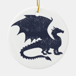 Silhouette des Drachens - Hintergrundfarbe auswäh Keramik Ornament