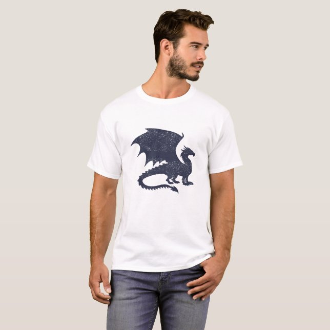 Silhouette des Drachens - Hintergrundfarbe auswähl T-Shirt (Vorne ganz)