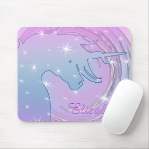 Silhouette des Einhorns (rosa Wirbler Mond) Mousepad