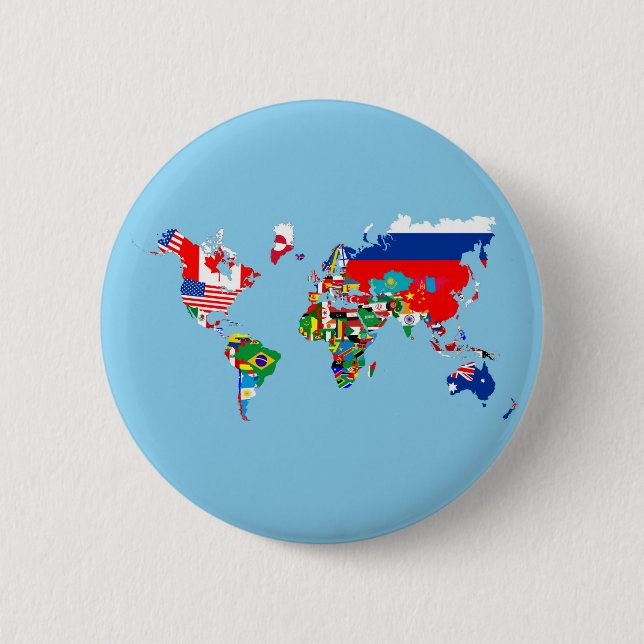 Silhouette des Flaggenbildes der Weltkarte Button (Vorderseite)