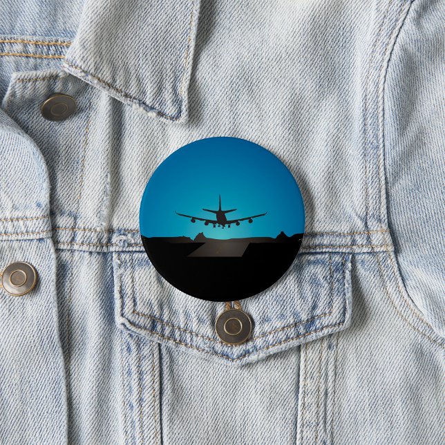 Silhouette des Flugzeugs bei Nacht Button (Von Creator hochgeladen)