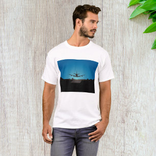 Silhouette des Flugzeugs bei Nacht T-Shirt