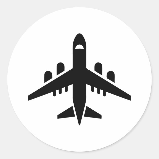 Silhouette des Flugzeugs mit oberster Ansicht Runder Aufkleber (Vorderseite)