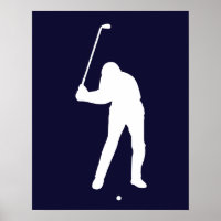 Silhouette des Golfspielers kurz vor dem Golfball-