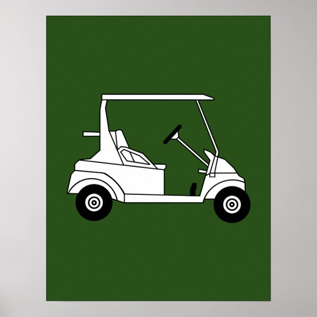 Silhouette des Golfwagendrucks auf grün Poster (Vorne)